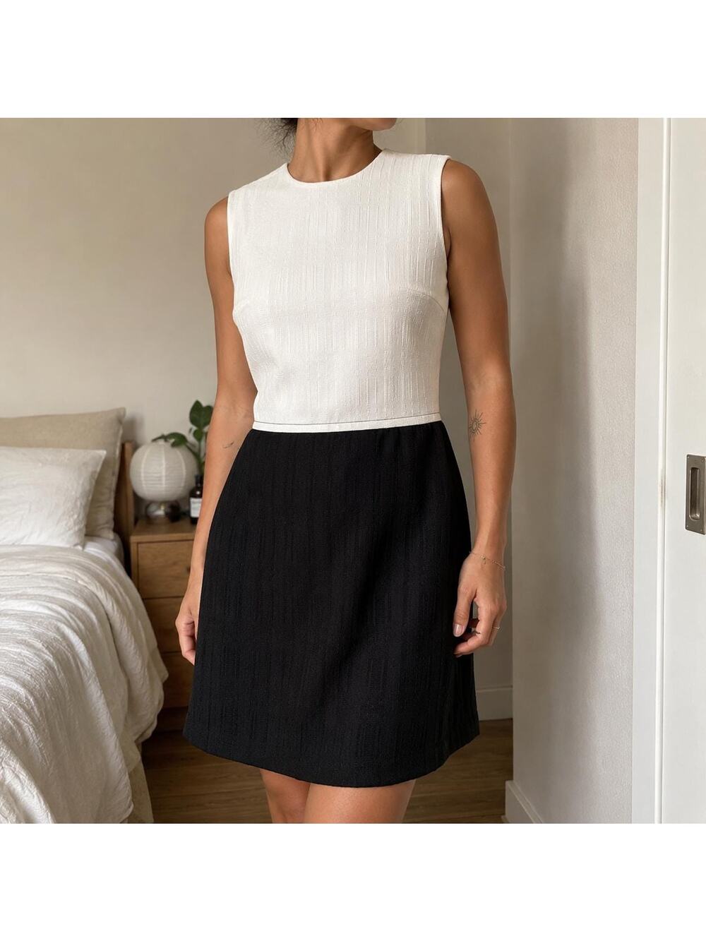 Vintage 60s 70s Bleeker Street Black and White Dress minimalist quiet luxury